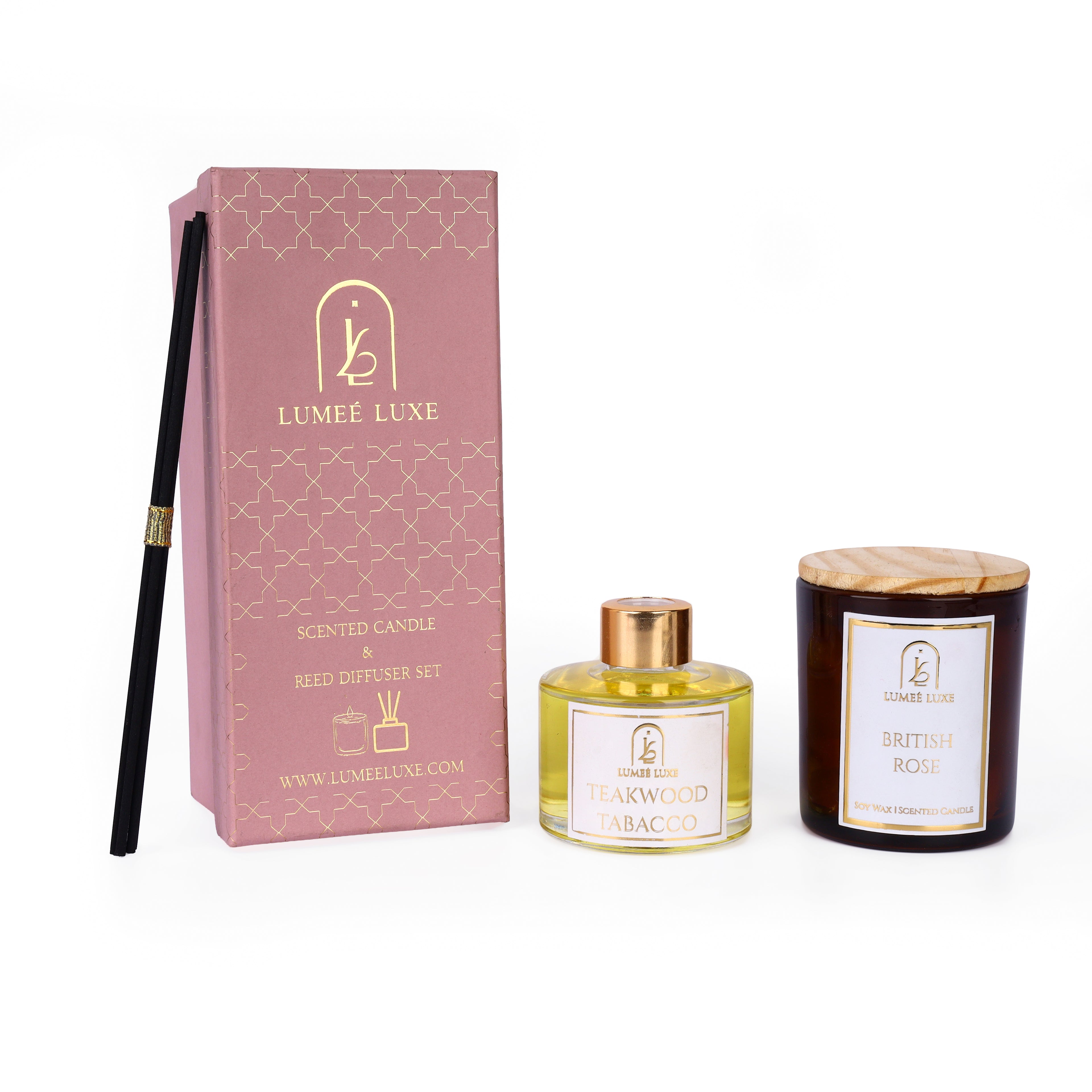 Lumeé Luxe Signature - Gift Set of 2 - Jasmine Marigold & Teakwood Tobacco