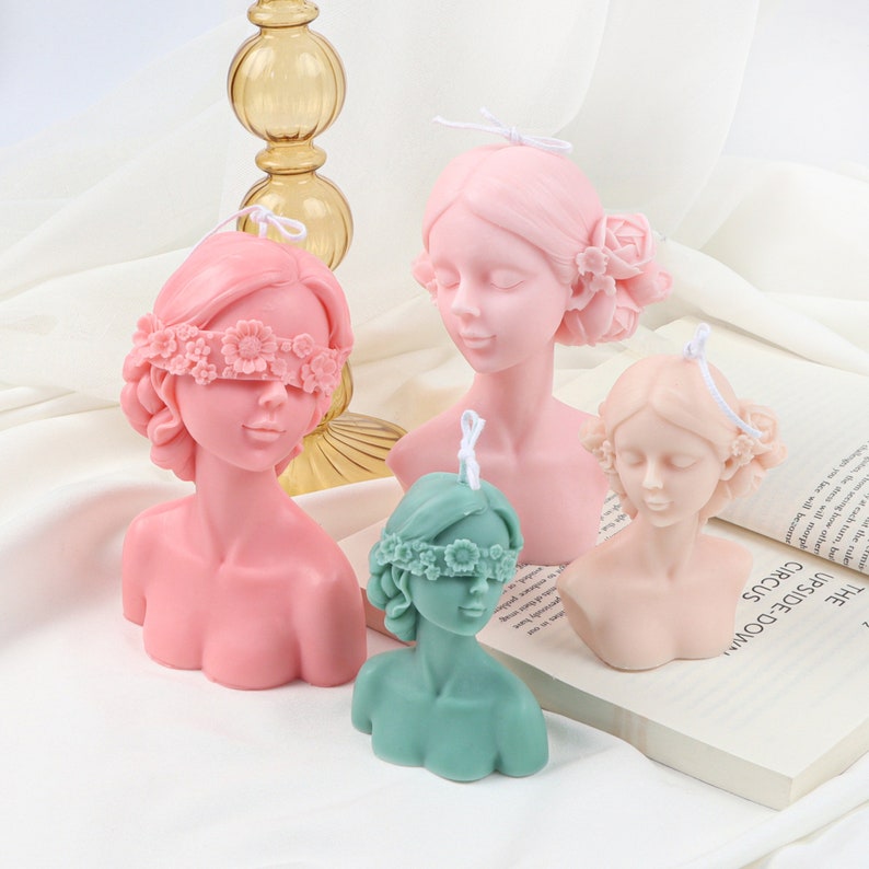 Blind Folded Lady - Sculpture Candle - Soy Wax - Hand Pured - Hand Crafted