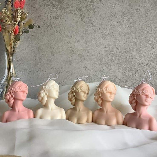 Blind Folded Lady - Sculpture Candle - Soy Wax - Hand Pured - Hand Crafted