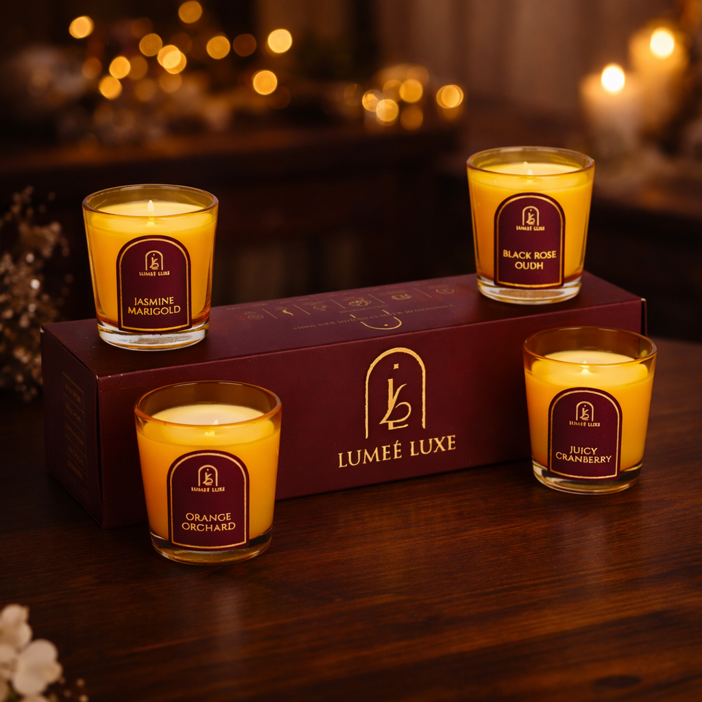 The Candle Quartet - Set of 4 - Soy Wax - Handpoured - Essential Oils - Maroon
