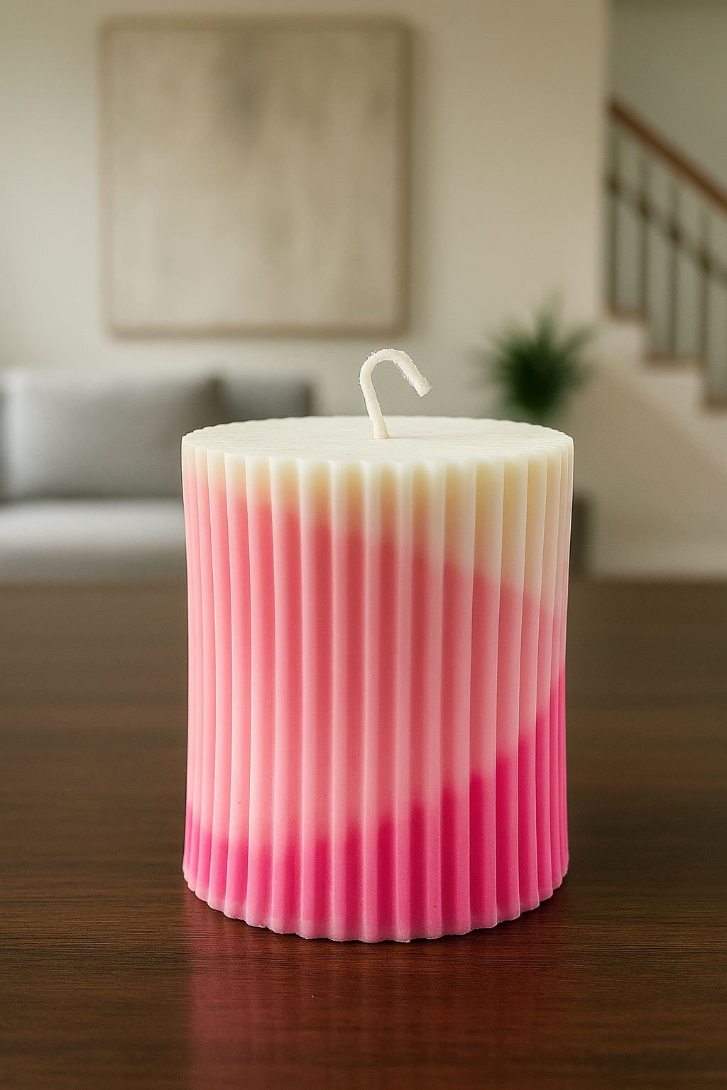 Ribbed Pillar Candle - Scented - Soy Wax - Hand Poured - 3 Shade