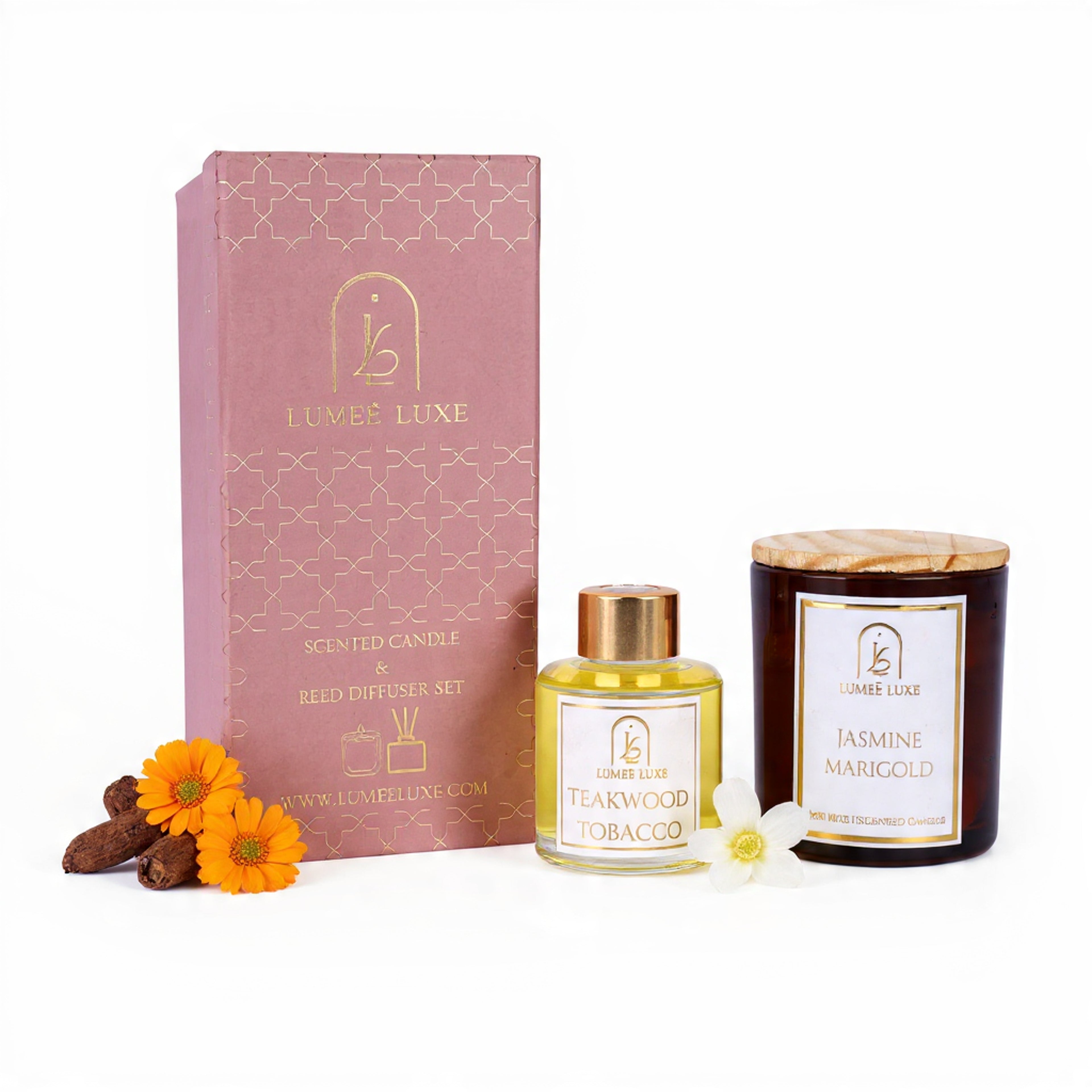 Lumeé Luxe Signature - Gift Set of 2 - Jasmine Marigold & Teakwood Tobacco